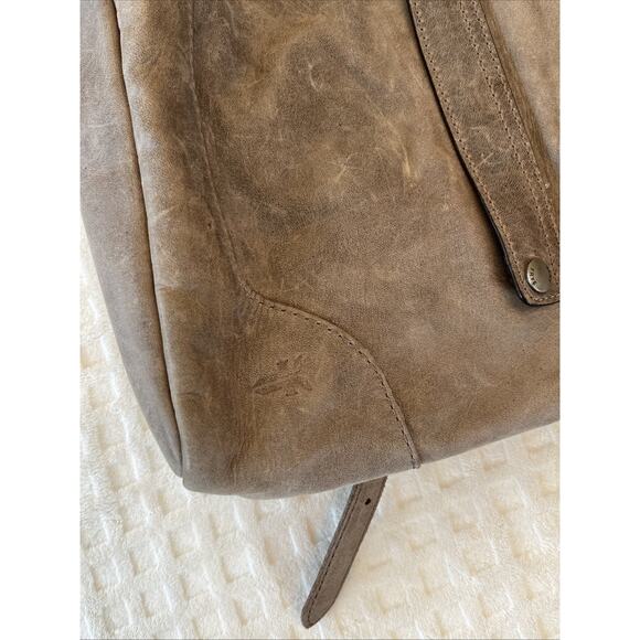 Vintage FRYE Light Brown Khaki Leather Backpack Silver Purse Boho Travel Classic main image 8